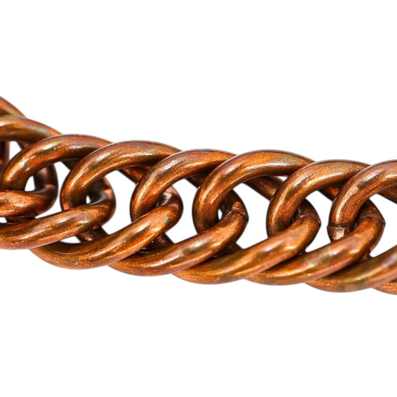 Vintage Solid Copper Curb Chain Bracelet With Bell Trading Post Roadrunner Charm - Picture 3 of 12